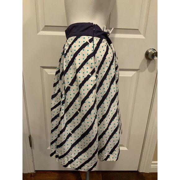 Edme & Esyllte Anthropologie Blue & White Striped Polka Dot A-Line Skirt, Size 6 - Picture 4 of 7